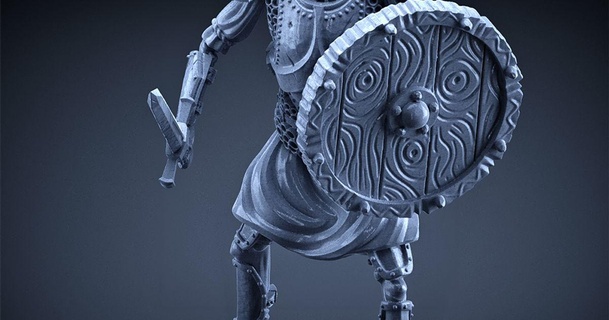 skeleton - heavy infantry sword + shield idle pose dungeon warden miniatures download free stl model printablescom 3d models toys & games board boardgame creature dnd dnd5e dungeonsanddragons 3d print model - Mito3D