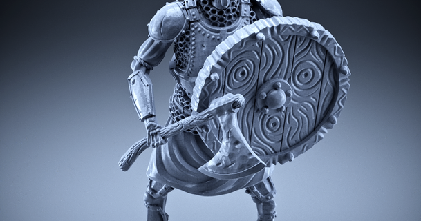 skeleton - heavy infantry axe + shield defensive pose dungeon warden miniatures download free stl model printablescom 3d models toys & games rpg figures boardgame creature dnd dnd5e dndminiature 3d print model - Mito3D