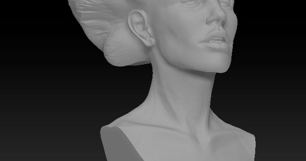 Engel wing haired Dame am15 download frei stl Modell Printablescom 3d Modelle Kunst Design Skulpturen Büste Gesicht Mädchen Haar 3d print model - Mito3D