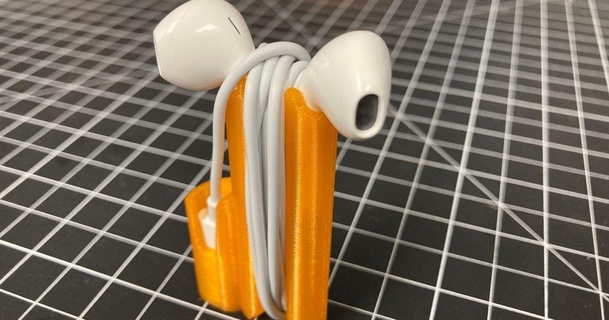 apple earpods lightning cable holder - optimized prusa mk3 mk3s cmh download free stl model printablescom 3d models gadgets audio appleearbuds appleearpods appleearpodsholder earbuds 3d print model - Mito3D
