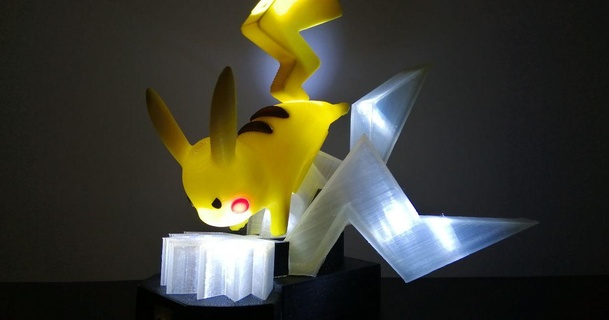 voltio entrada Pikachu lámpara rayjizza descargar gratis stl modelo imprimiblescom 3d modelos casa decoración LED pokemon 3d print model - Mito3D