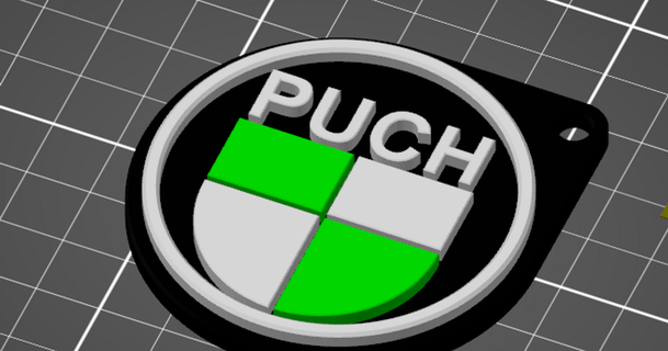 puchlogo - keychain schrotti download free stl model printablescom 3d models art & design 2d plates logos mmu puch 3d print model - Mito3D