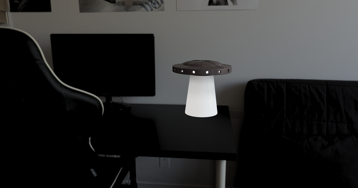 UFO Lampe hinzufügen stl Datei schließen download frei Modell Printablescom 3d Modelle Haushalt Dekor Außerirdischer Aliens LED Licht 3D print model - Mito3D