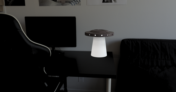 OVNI lampe ajouter stl fichier Fermer Télécharger libre modèle imprimablescom 3d modèles Ménage décor extraterrestre extraterrestres lumière LED 3d print model - Mito3D