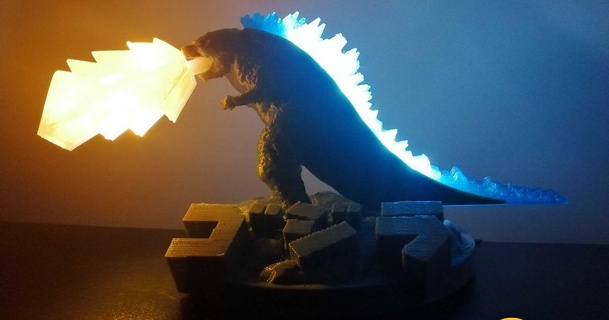 Godzilla Lampe rayjizza download frei stl Modell Printablescom 3d Modelle Kunst Design Skulpturen 3d print model - Mito3D