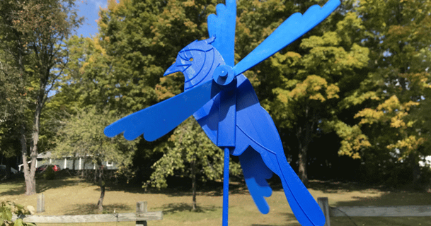 Blau Jay Wind Spinner Spielzeug simple3d download frei stl Modell Printablescom 3d Modelle Spielzeuge Spiele draussen Bluejay Whirligig Windrad 3d print model - Mito3D