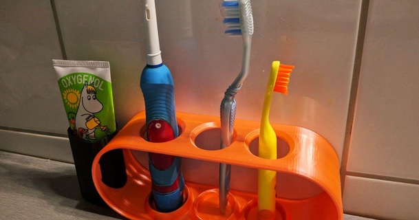 ultimate toothbrush docking station superbeasti download free stl model printablescom 3d models household bathroom brush dental holder retro 3d print model - Mito3D