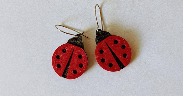 ladybug earrings phigl download free stl model printablescom 3d models fashion women 3d print model - Mito3D