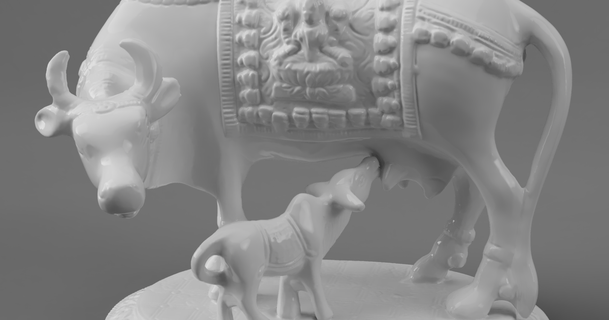 heilig Kuh Kalb Herstellung Götter Indien download frei stl Modell Printablescom 3d Modelle Kunst Design Skulpturen dekoriert Hindu 3d print model - Mito3D