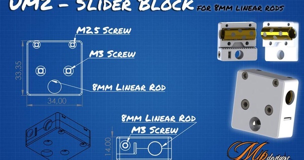 um2 cross slider block 8mm linear rods mp3d download free stl model printablescom 3d models printers - upgrades 3dprinter ultimaker ultimaker2 ultimaker2parts ultimakeroriginal 3d print model - Mito3D