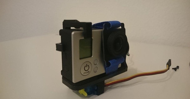 Servo auslösen gopro Kamera dionarap download frei stl Modell Printablescom 3d Modelle Hobby Macher Elektronik bürstenloser Gimbal Kameragimbal Kameraauslöser Drohne 3d print model - Mito3D
