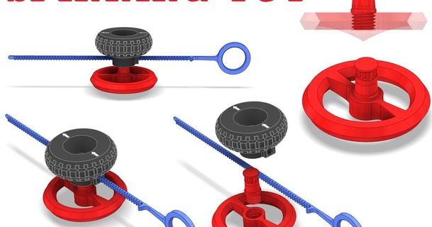 spinner toy pull rod zipper kaszap download free stl model printablescom 3d models toys & games building fidgettoy gear spinnertoy 3d print model - Mito3D