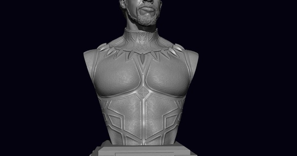black panther - chadwick boseman bust js-studio download free stl model printablescom 3d models art & design sculptures avengers blackpanther marvel sculpture 3d print model - Mito3D