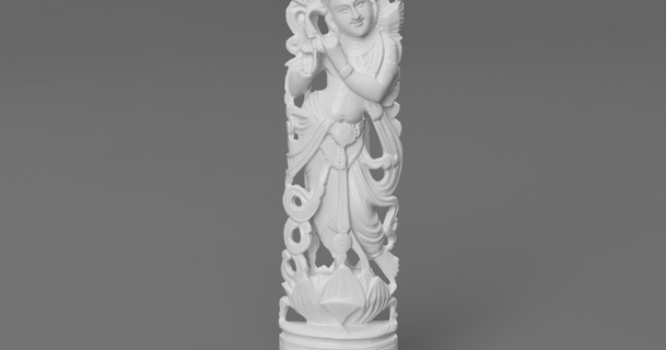 krishna spielen Flöte Sandelholz Carving Herstellung Götter Indien download frei stl Modell Printablescom 3d Modelle Kunst Design Skulpturen Hindu Hinduismus 3d print model - Mito3D