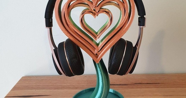 amor corazones auricular estante soporte 3dprintbunny descargar gratis stl modelo imprimiblescom 3d modelos artilugio audio hermoso fácil regalo auriculares 3d print model - Mito3D