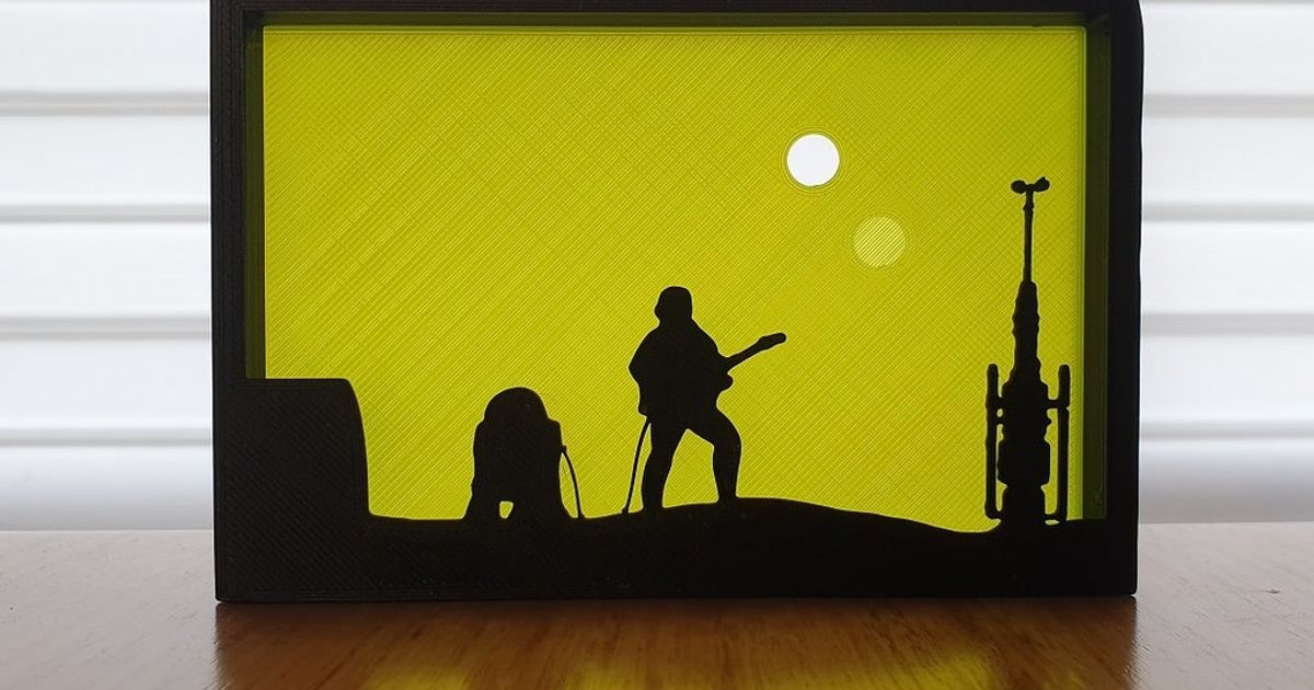 star wars tatooine silhouette ornament 3dprintbunny download free stl model printablescom 3d models art & design 2d plates logos artwork easy gift lucas 3D print model - Mito3D