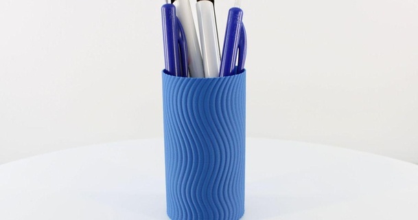 wavy pencil holder vase mode slimprint download free stl model printablescom 3d models household office desk deskorganizer pen pencilholder 3d print model - Mito3D