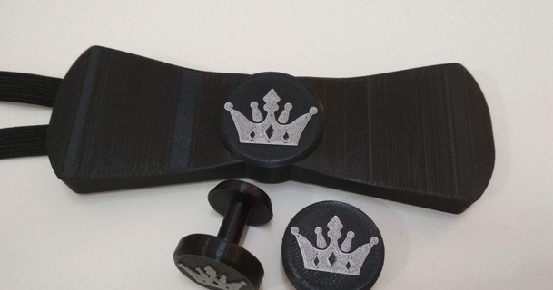 royal crown set - bow tie cufflinks lapel decoration tvorim3d download free stl model printablescom 3d models fashion men 3in1 accesories bowtie cufflink 3d print model - Mito3D