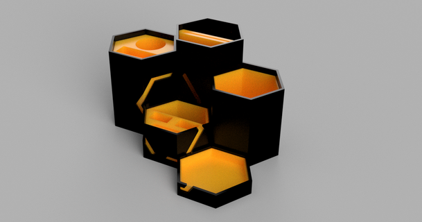 hexagonal tool organizer lifewithmy3dprinter download free stl model printablescom 3d models hobby & makers organizers deskorganiser deskorganisers deskorganizer hex hexagon 3d print model - Mito3D