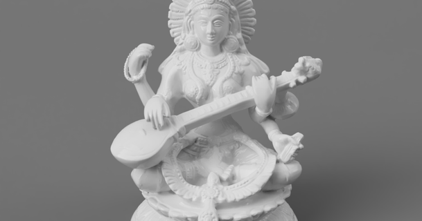 saraswati dea conoscenza musica arte fabbricazione Dio India Scarica gratuito stl modello printablescom 3d Modelli design sculture bellissimo divine indù induismo 3d print model - Mito3D