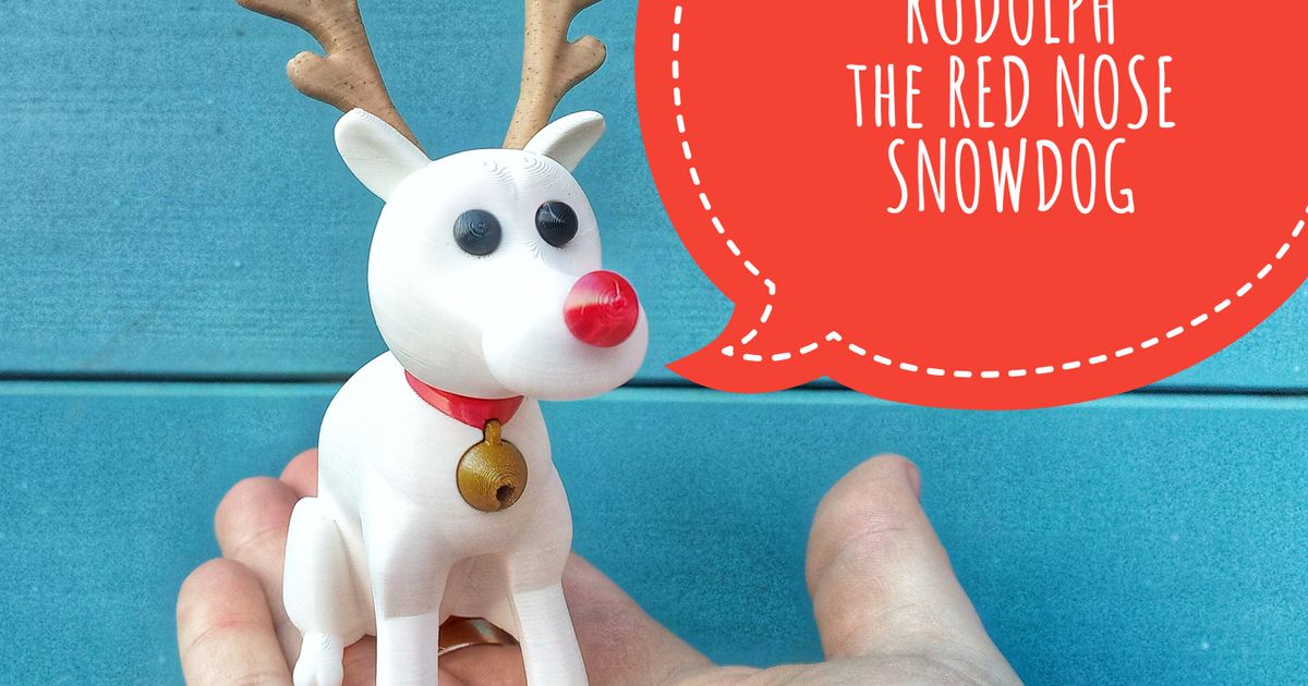 Rudolph kırmızı burun kar köpeği bugman 140 indir Bedava stl model printablescom 3d modeller mevsimlik tasarımlar kış Noel yılın dekorasyon köpek Bayram ren geyiği 3D print model - Mito3D