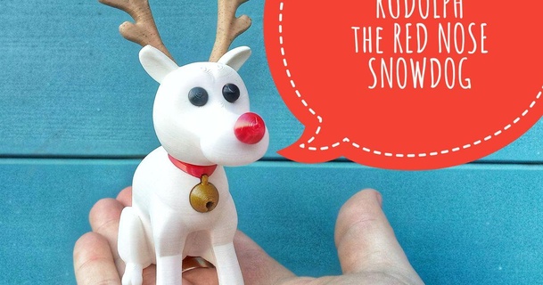 rudolph red nose snowdog bugman 140 download free stl model printablescom 3d models seasonal designs winter & christmas year's decoration dog holidays reindeer 3d print model - Mito3D