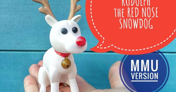 rudolph red nose snowdog - mmu bugman 140 download free stl model printablescom 3d models seasonal designs winter & christmas year's decoration dog holidays reindeer 3d print model - Mito3D