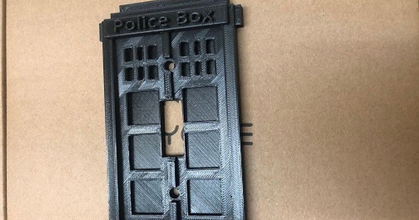 dr who police box switch cover 2ndchance3d download free stl model printablescom 3d models household house equipment drwho lightswitch policebox 3d print model - Mito3D