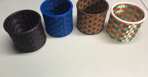 3d printed woven basket pattern print download free stl model printablescom models art & design designs muliticolor openscad 3d print model - Mito3D