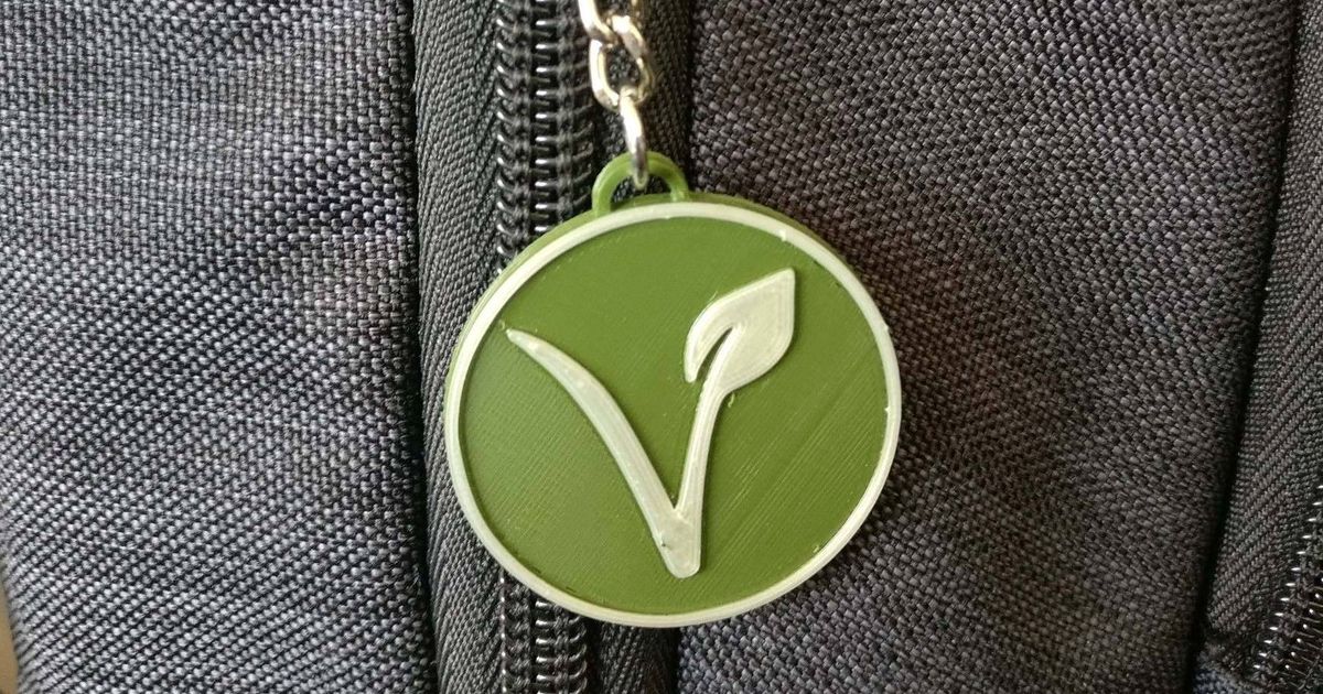 vegan végétarien logo porte clés jennes Télécharger libre stl modèle imprimablescom 3d modèles art conception 2d assiettes logos sac 3D print model - Mito3D