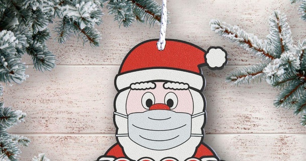 Père Noël visage masque ornement atxkev Télécharger libre stl modèle imprimablescom 3d modèles saisonnier dessins hiver années covid 3d print model - Mito3D