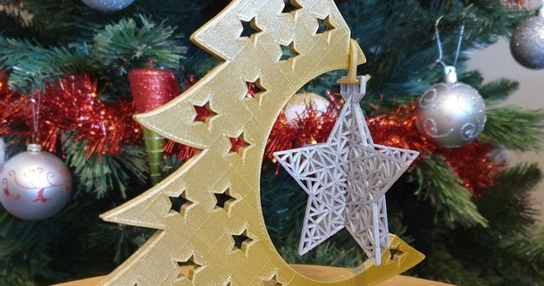 estrella Navidad árbol chuchería 3dprintbunny descargar gratis stl modelo imprimiblescom 3d modelos estacional diseños invierno años Decoraciones navidad Decoración navideña 3d print model - Mito3D