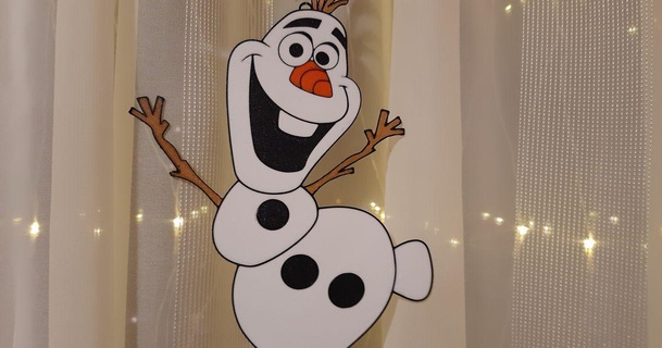 window decoration olaf - 3d printed stained glass 3ddecor download free stl model printablescom models seasonal designs winter & christmas year's christmasdecoration christmasornament frozen windowdecoration 3d print model - Mito3D