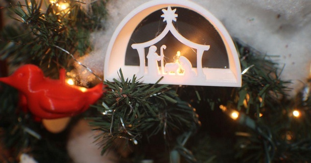 nativity christmas ornament ray fox download free stl model printablescom 3d models seasonal designs winter & year's christmasornament light nativityscene chistmas 3d print model - Mito3D