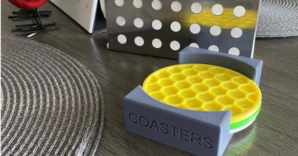 coaster tray holds 4-5 coasters aero download free stl model printablescom 3d models household kitchen organizer 3d print model - Mito3D