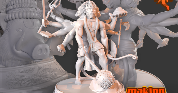 face Divin singe Hanuman fabrication dieux Inde Télécharger libre stl modèle imprimablescom 3d modèles art conception sculptures Dieu héros hindou 3d print model - Mito3D