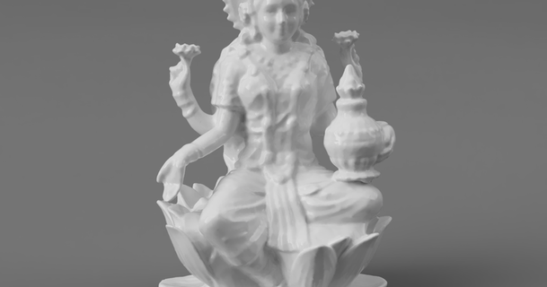 Lakshmi Göttin Vermögen Lotus Herstellung Götter Indien download frei stl Modell Printablescom 3d Modelle Kunst Design Skulpturen Krone göttlich Blume Hindu 3d print model - Mito3D