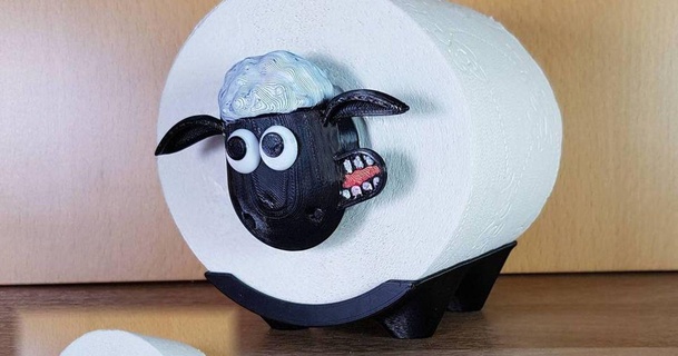 shaun sheep v2 - face toilet roll easy print hedo3d download free stl model printablescom 3d models household bathroom badezimmer shaunthesheep toiletpaperholder toiletroll 3d print model - Mito3D