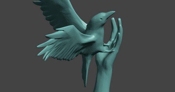 heykel Gece gündüz ayrıldı el kuş yeniden düzenleme yükleme seviyesi indir Bedava stl model printablescom 3d modeller Sanat tasarım heykeller Yaşlılar eso heykelcik 3d print model - Mito3D