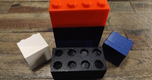 einfach Lego Backstein Stil stapelbar Boxen rt3d download frei stl Modell Printablescom 3d Modelle Spielzeuge Spiele Legobox Container Nintendo Schalter nintendoswitchbox 3d print model - Mito3D