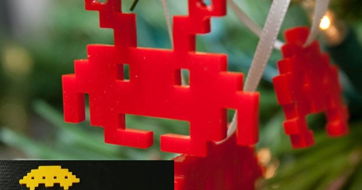 parametrik 8bit Uzay istilacı süsler bisiklet bisikletçi indir Bedava stl model printablescom 3d modeller Sanat tasarım tasarımlar oyun makinesi Noel süsleri 3D print model - Mito3D