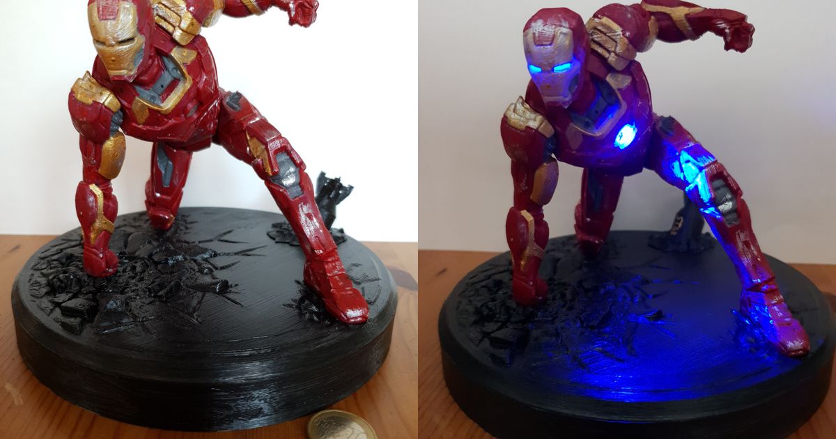 alternative base iron man mk42 landing position legufix download free stl model printablescom 3d models toys & games action figures statues ironman superhero 3D print model - Mito3D