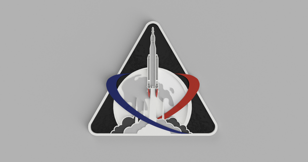 Artémis mission logo plat Célibataire Couleur version jonny Télécharger libre stl modèle imprimablescom 3d modèles art conception 2d assiettes logos lune 3d print model - Mito3D