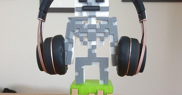 Minecraft cuffie In piedi 3dprintbunny Scarica gratuito stl modello printablescom 3d Modelli gadget Audio regalo porta auricolare titolare supporto 3d print model - Mito3D