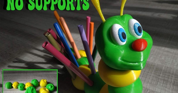 gusano lápiz soporte area3d descargar gratis stl modelo imprimiblescom 3d modelos casa decoración niños multicolor multiparte juguete 3d print model - Mito3D