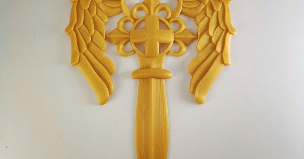 angel-winged sword ncsandor download free stl model printablescom 3d models art & design 2d plates & logos angel ornament sword wing angelwing 3d print model - Mito3D