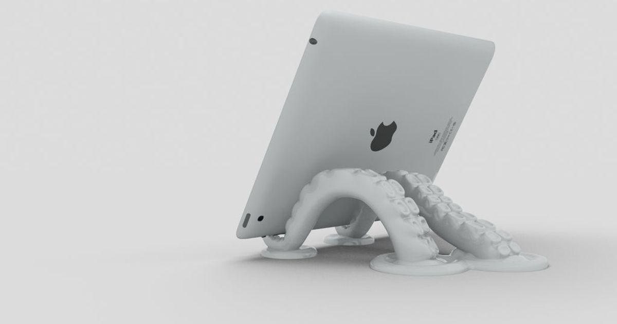 pulpo tableta estante soporte versión nocolin descargar gratis stl modelo imprimiblescom 3d modelos artilugio portátil dispositivos ipad ipadstand octpus orgánico 3D print model - Mito3D