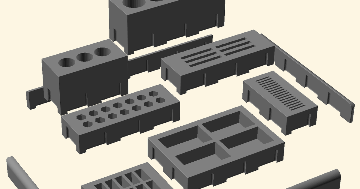 organizatör modüler Kafes jeroenrnl indir Bedava stl model printablescom 3d modeller hobi yapımcılar organizatörler pil masaüstü düzenleyici Mikro SD kart 3D print model - Mito3D