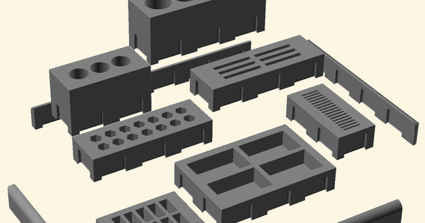 organizatör modüler Kafes jeroenrnl indir Bedava stl model printablescom 3d modeller hobi yapımcılar organizatörler pil masaüstü düzenleyici Mikro SD kart 3d print model - Mito3D