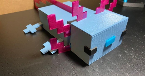Minecraft axolotl scrivania organizzatore Jakey Scarica gratuito stl modello printablescom 3d Modelli domestico ufficio scatola organizzazione video gioco 3d print model - Mito3D